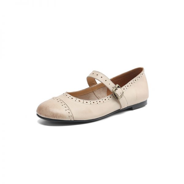 1688_image_share_4082a9f06e4a9576f48346cf4dbff859 Blush Pink Leather Mary Jane Flats – Perforated Round-Toe Buckle Shoes | Spring 2025 Collection