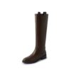Full-grain leather upper and lower~ Best-selling slip-on wide-calf long boots for women