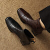 Elegant Commuting Versatile Sheepskin Slim Boots 2025 Autumn Winter Chunky Mid-Heel Square Toe Back Zip Genuine Leather Ankle Boots for Women