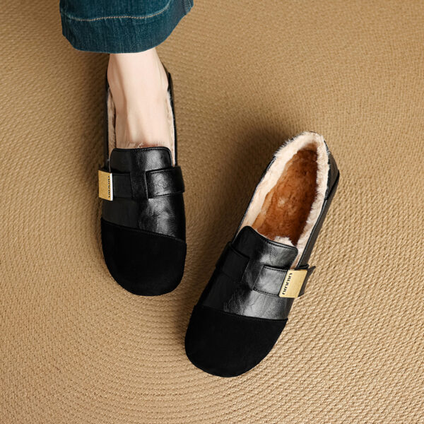 All-in-One Clogs 2025 New Style Super Comfortable Soft Sole Round Toe Fleece Lined Casual Women's Shoes with Metal Square Buckle Flat Shoes for Women