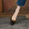 Elegant and Sleek All-Leather Metal Buckle Pointed-Toe Stiletto Heel Office Career OL Pumps for Women - 2026 SpringNew Arrival