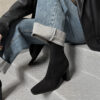 Super Slimming~ New Suede Stretch Slim Boots Square Toe High Heel Martin Boots for Women Mid Chunky Heel Ankle Boots