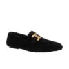 Women's Fluffy Flat Shoes 2025 Winter New Korean Style Round Toe Trendy Metal Buckle Slip-on Flat Heel Ladies' Shoes for Export