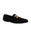 Women's Fluffy Flat Shoes 2025 Winter New Korean Style Round Toe Trendy Metal Buckle Slip-on Flat Heel Ladies' Shoes for Export