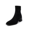 Muted Basic Coat with Great Style, Suede Slimming Boots, 2025 Autumn Winter Block Heel Commuting Square Toe Elastic Ankle Boots for Women