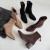 Muted Basic Coat with Great Style, Suede Slimming Boots, 2025 Autumn Winter Block Heel Commuting Square Toe Elastic Ankle Boots for Women