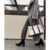 Muted Basic Coat with Great Style, Suede Slimming Boots, 2025 Autumn Winter Block Heel Commuting Square Toe Elastic Ankle Boots for Women