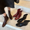 Korean Style Leading Lady ~ Soft and Comfortable Sheepskin Slim Boots 2025 Autumn Winter Chunky Low Heel Versatile Square Toe Genuine Leather Ankle Boots